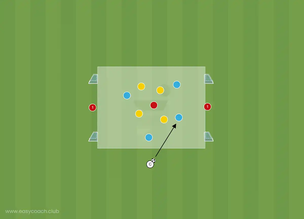 Diagram of the session: 4v4 with target players and mini goals
